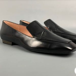 JIL SANDER Navy Size 39 US 9 Black Leather Square Toe Flats